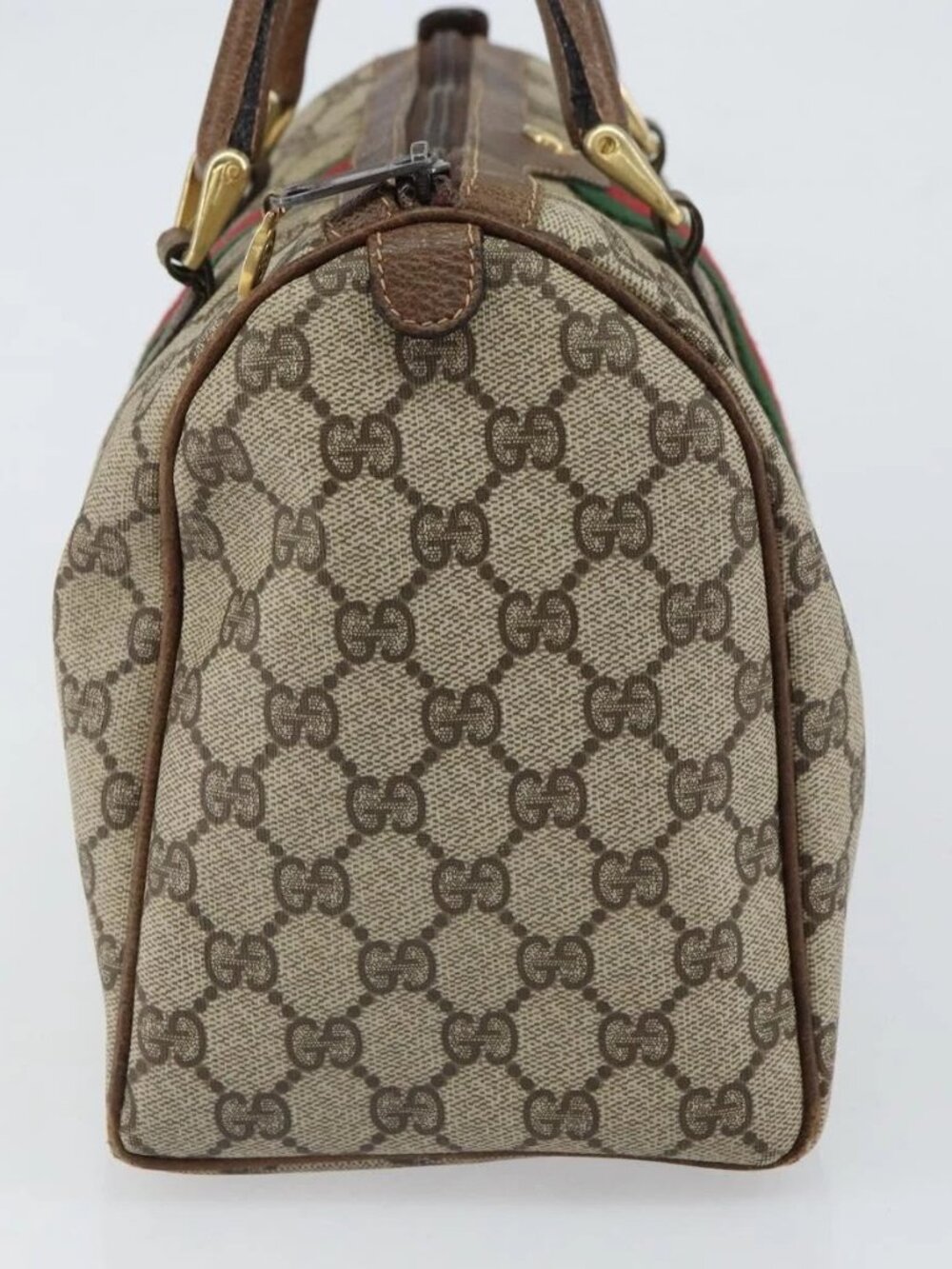 GUCCI GG Supreme Web Sherry Line Bag PVC Beige Gold - Picture 6 of 16